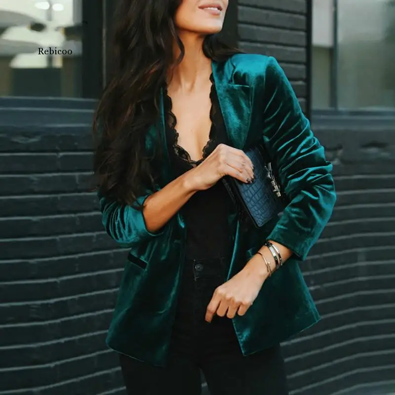 Пикантный Золотой бархатный маленький костюм с V-образным вырезом осенняя Новая