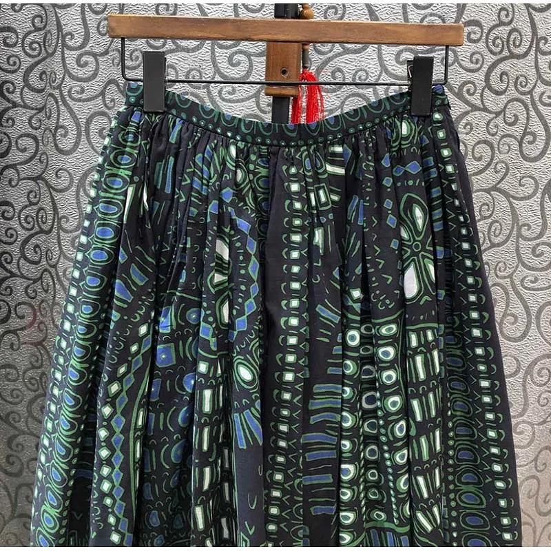 

Women's Retro 3D Printed High Waist Pleated Skirt 2021New Women's Summer Skirt Geometric Pattern Retro Women's Bing Skirt XL