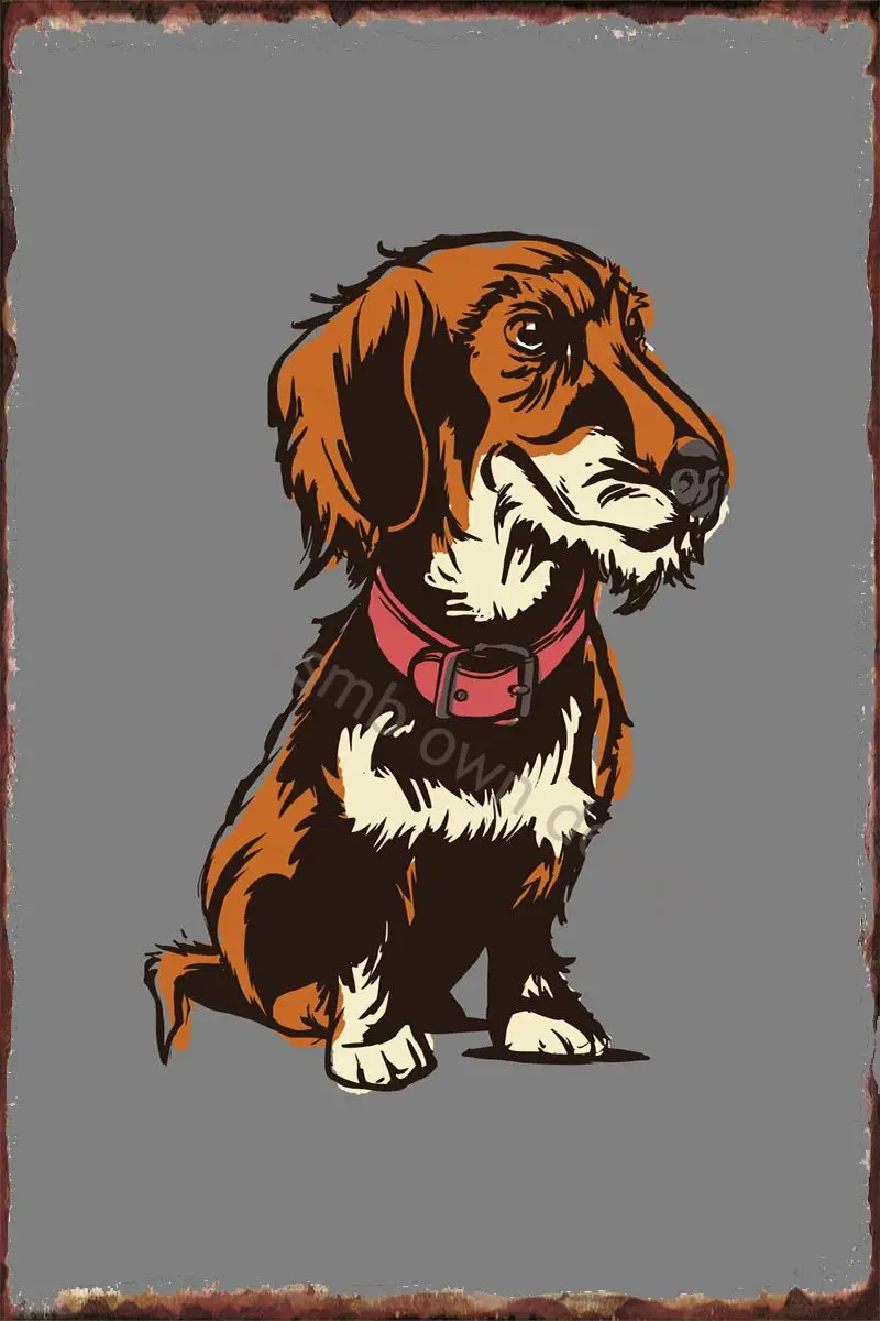 

Жестяной винтажный металлический знак такса шероховатая Оловянная табличка Настенный декор ретро для художественного оформления паба дом...