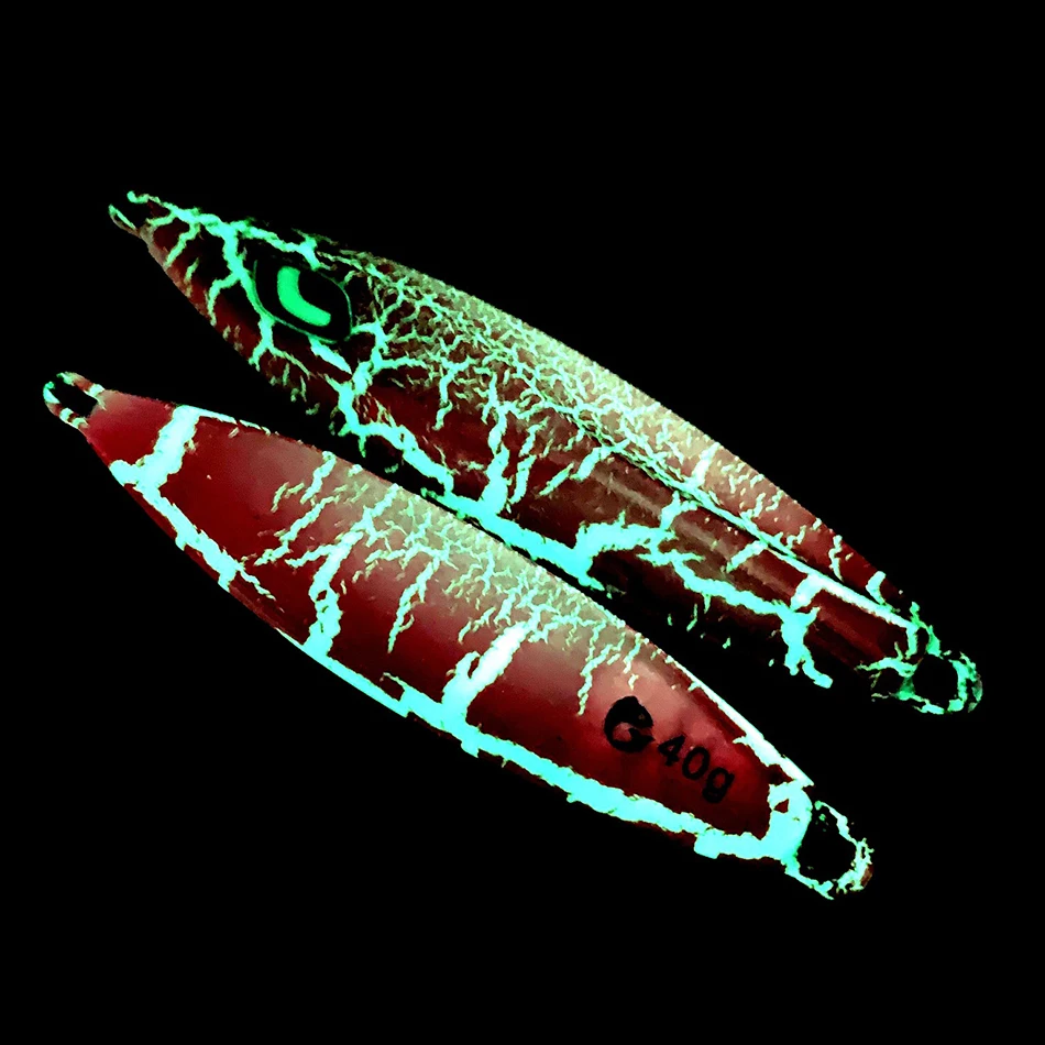 

FANGBLUE 40g 60g 80g Lead Fishing Lure Luminous Metal Slow Jig Hard Artificial Bait Wobblers For Bass Fishing Tackle