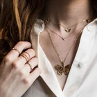 Цепочка цепочка многослойная женская, винтажное ожерелье с подвеской-бабочкой, аксессуар в эстетике, цепочка на шею