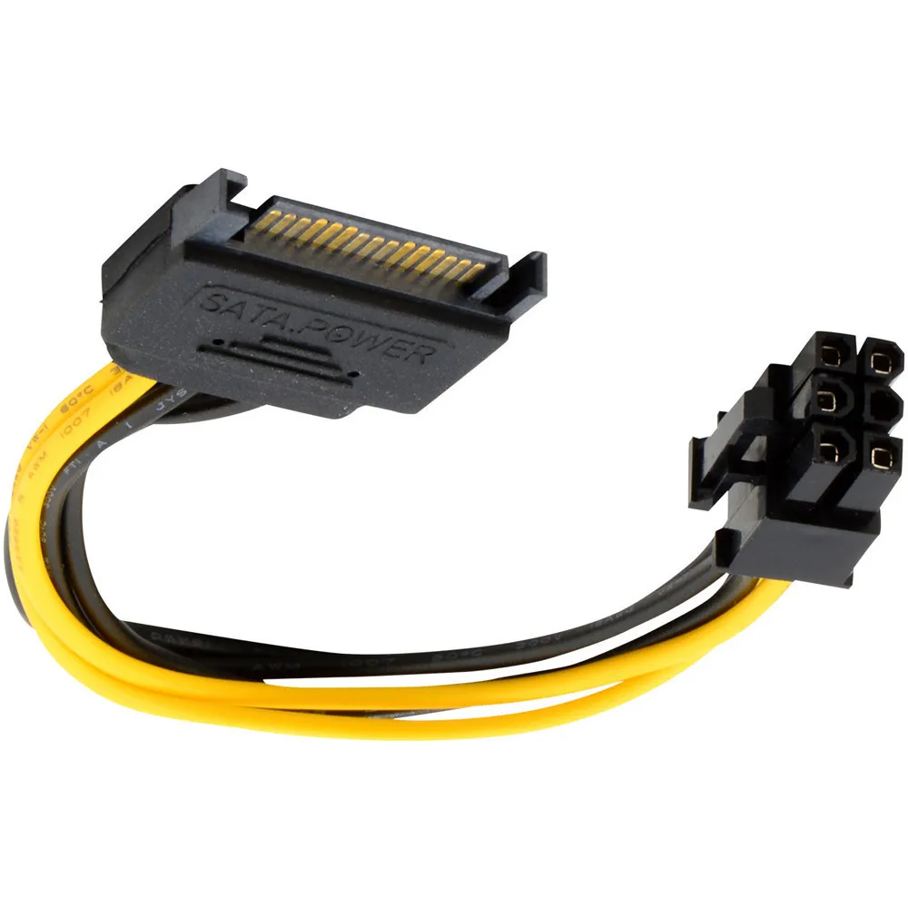 SATA кабель питания 8 дюймов 15pin до 6pin PCIe PCI e Express адаптер для видеокарты