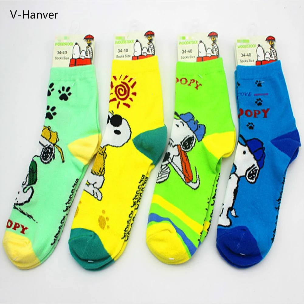 V-Hanver, новинка, милые чулочно-носочные изделия Kawai, Мультяшные женские носки из чесаного хлопка, женские забавные удобные повседневные носки с милым животным рисунком собаки