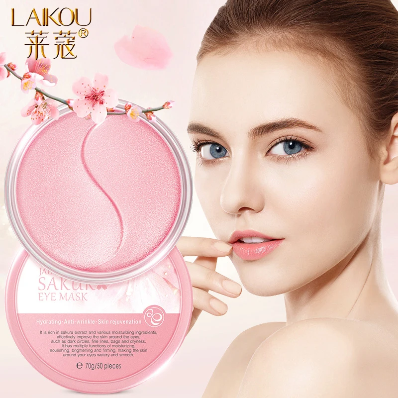 Коллагеновая маска для глаз LAIKOU с цветами вишни Увлажняющие гелевые патчи
