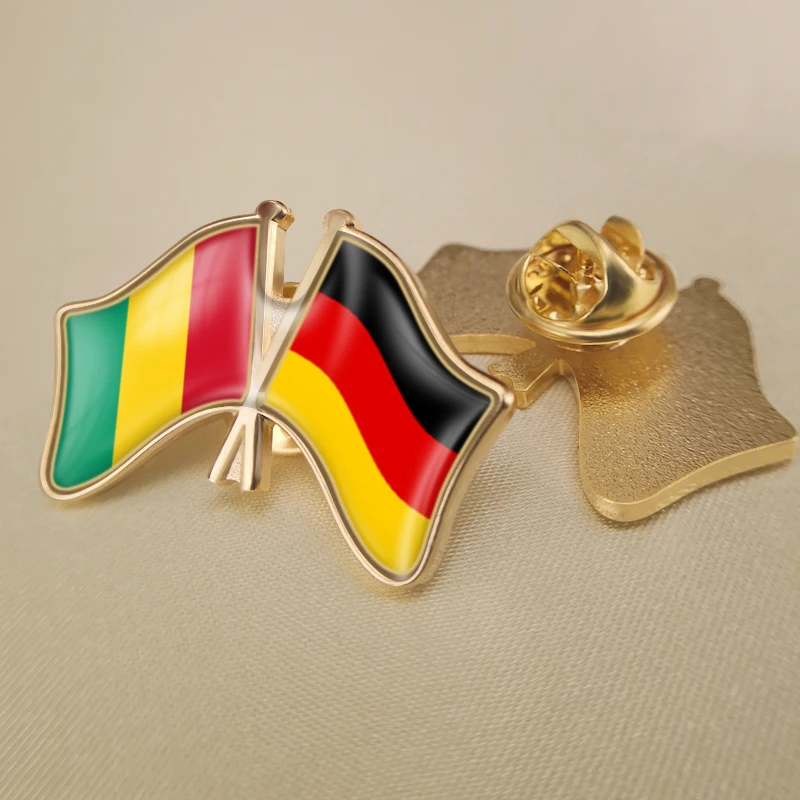 

Guinea and Germany Crossed Double Friendship Flags Lapel Pins Brooch Badges