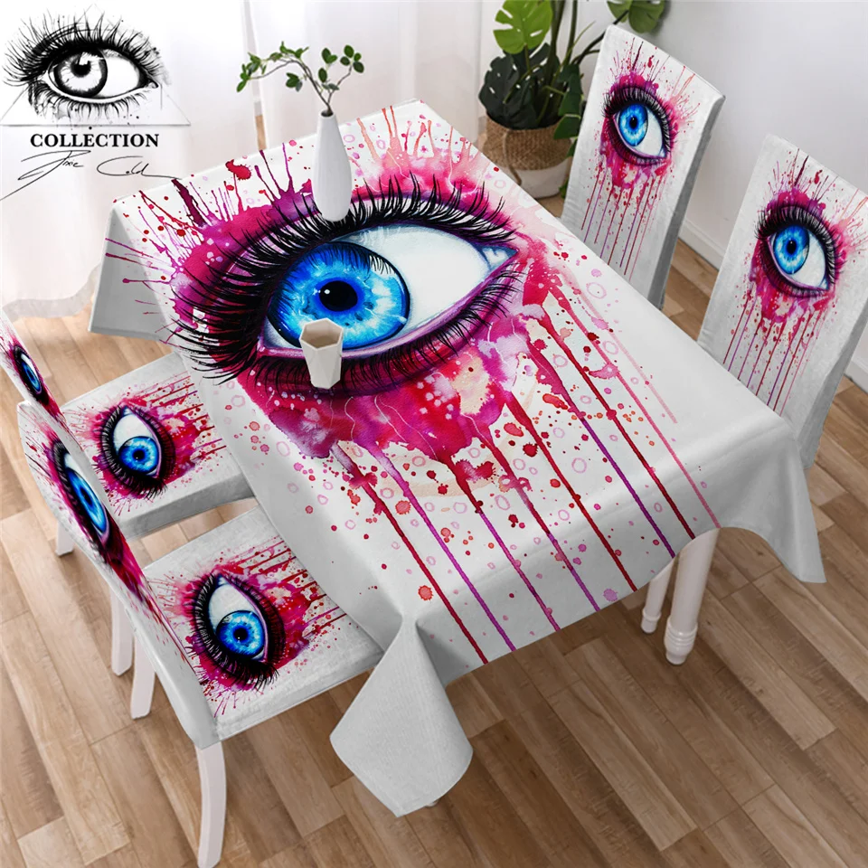 Розовая от Пикси холодная художественная скатерть 3D голубой глаз