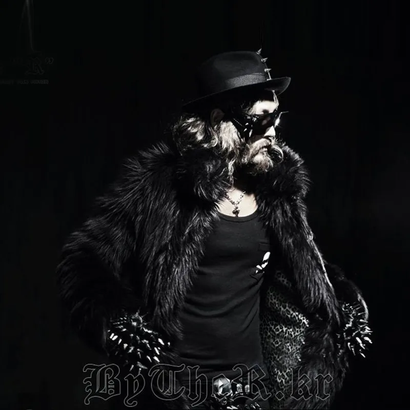 Модное мужское пальто из искусственного меха куртка мужская зимняя черное