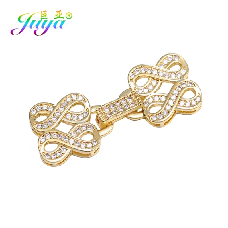 Juya DIY аксессуары для ювелирных изделий ручной работы Бесконечность застежка соединитель застежки для роскошное, с натуральным камнем жемчуг Изготовление ювелирных изделий - Цвет: Gold