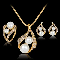 european and american explosive earrings necklace ring pearl three piece two piece fashion simple beauty set m7