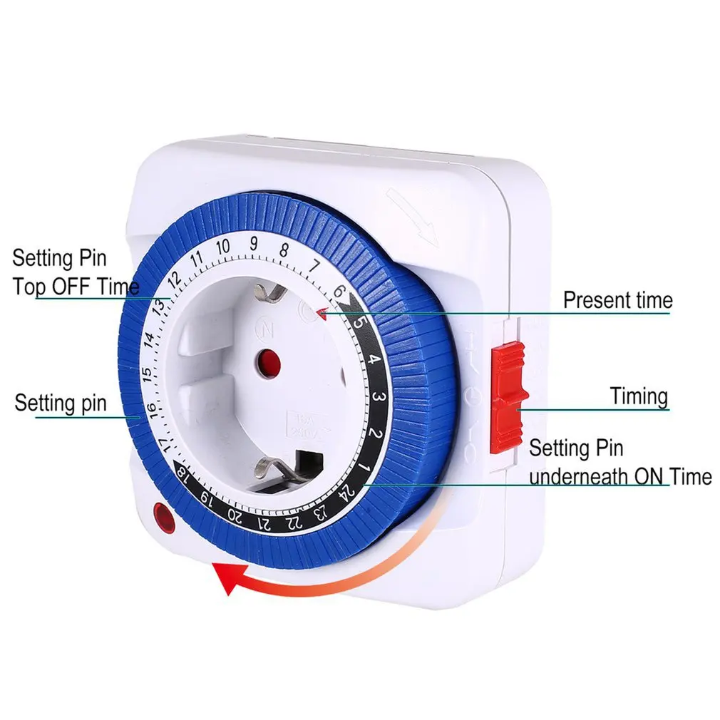 

Electronic Digital Timer Switch EU Plug Kitchen Timer Outlet 230V 50HZ 12/24 Hour Programmable Timing Socket Intelligent Tools