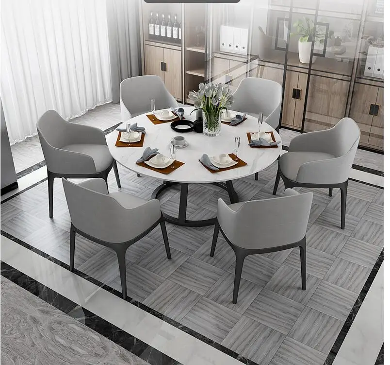 Мраморный обеденный стол в скандинавском стиле современный минималистичный и