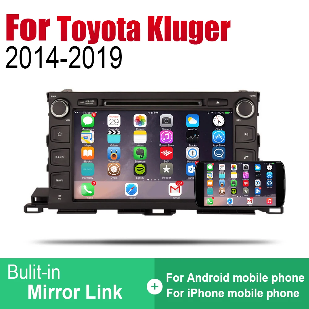 Автомобильный DVD GPS навигатор ZaiXi Android для Toyota Kluger 2014 ~ 2019 проигрыватель с
