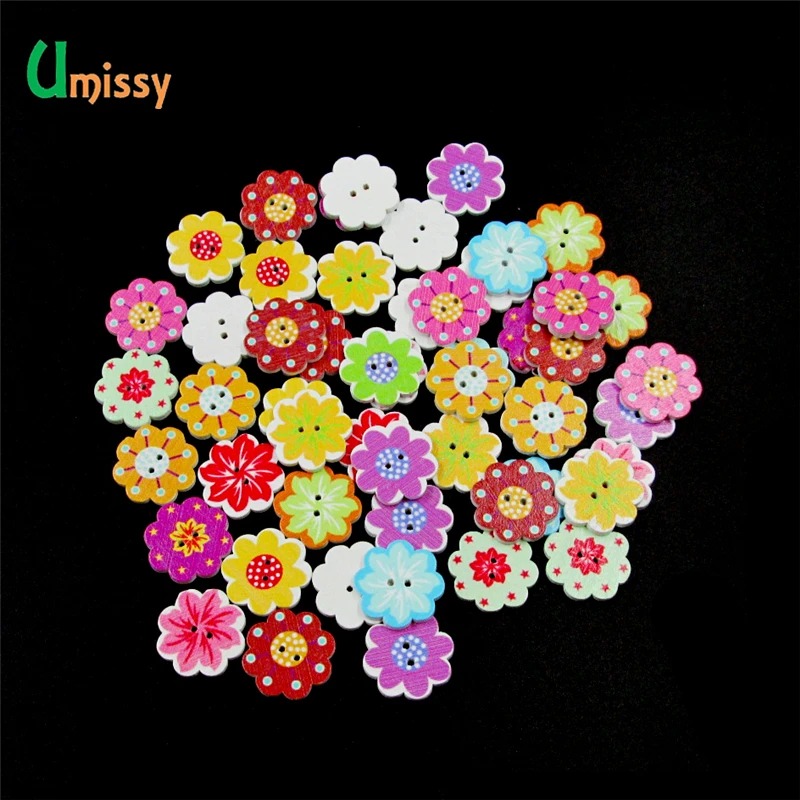 50 шт. Швейные аксессуары для скрапбукинга деревянные кнопки красочные смешанные