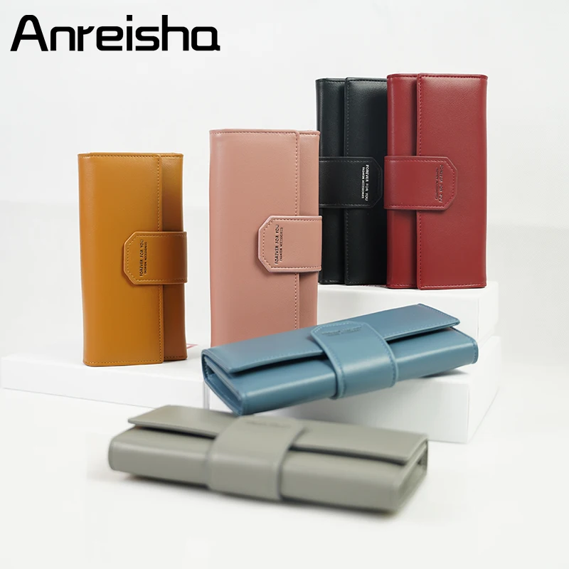 Женский Длинный кошелек Anreisha из искусственной кожи модный держатель для