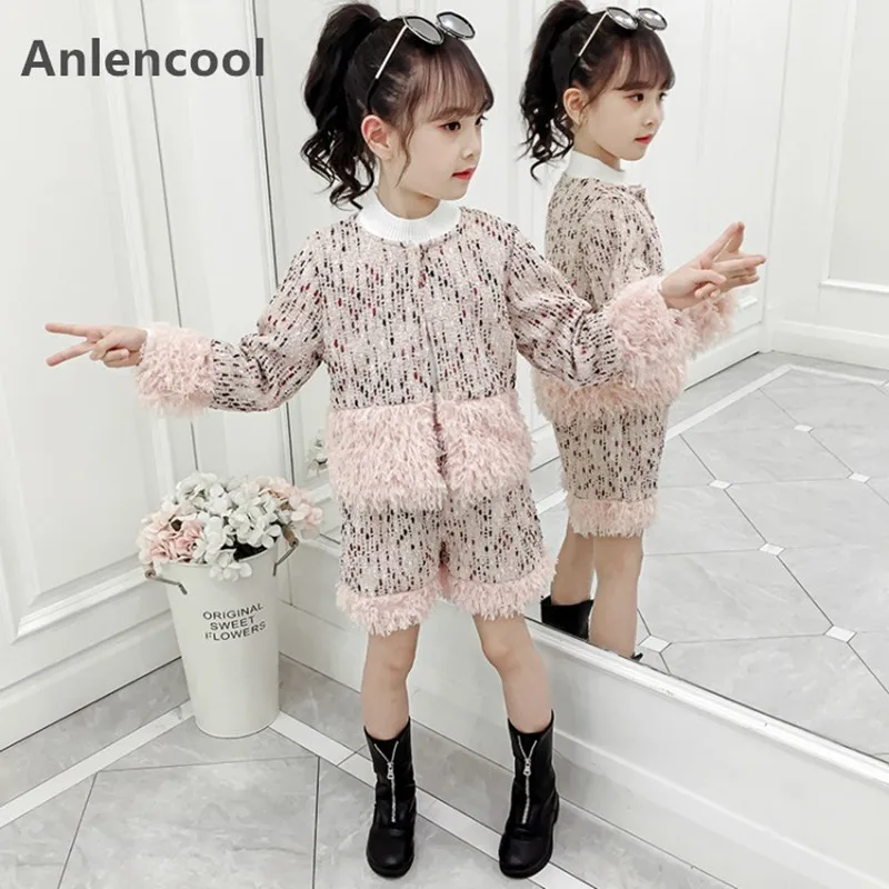 Anlencool/Новые Детские темперамент девушки иностранных газовый костюм на осень и зиму, новая куртка с кисточками+ Шорты штаны комплект из двух предметов