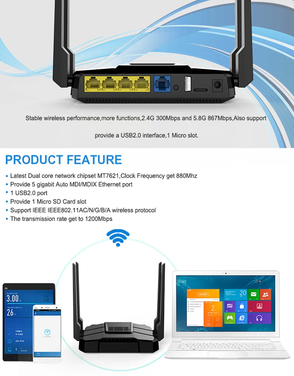 Маршрутизаторы AWG108 мощный гигабитный Wi-Fi роутер двухдиапазонный беспроводной