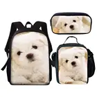 Школьные ранцы для мальчиков и девочек, дизайнерские рюкзаки с принтом мудрости и собаки для детей, сумки для книг с милым щенком, 15 дюймов, 3 шт.компл.