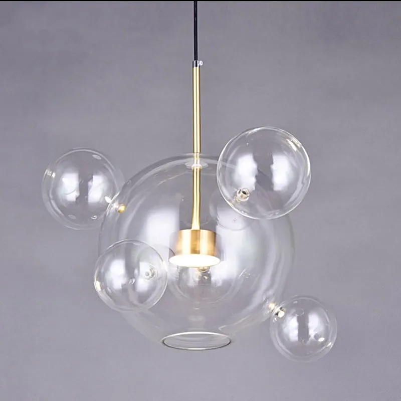 Lámpara de araña de cristal de burbuja de cristal, Art Deco postmoderno, iluminación nórdica para sala de estar, cocina, Bar, oficina y restaurante