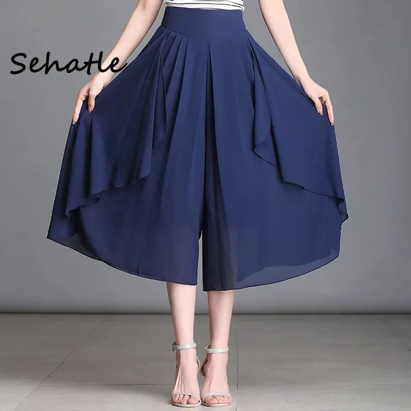 Женская юбка брюки средней длины Sehatle однотонная элегантная Милая повседневная