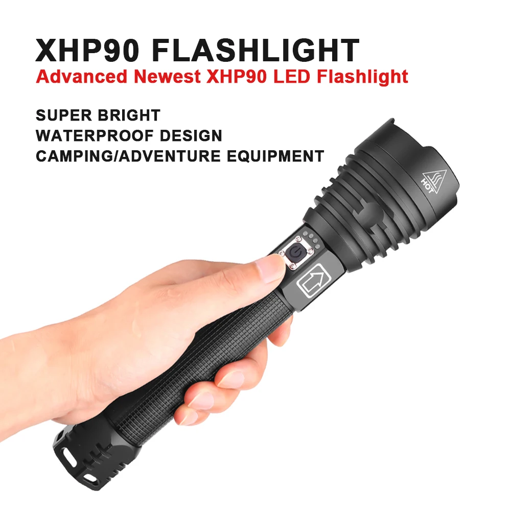 Супер яркий XLamp XHP90 самый мощный Usb масштабируемый светодиодный флэш-светильник XHP70/50 Охотничий Тактический флэш-светильник фонарь 26650 18650