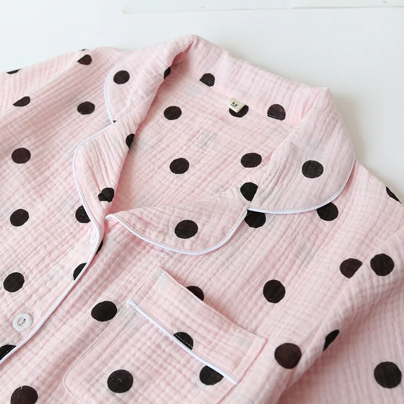 Корейская Милая Хлопковая пижама в горошек женская летняя одежда для сна женский