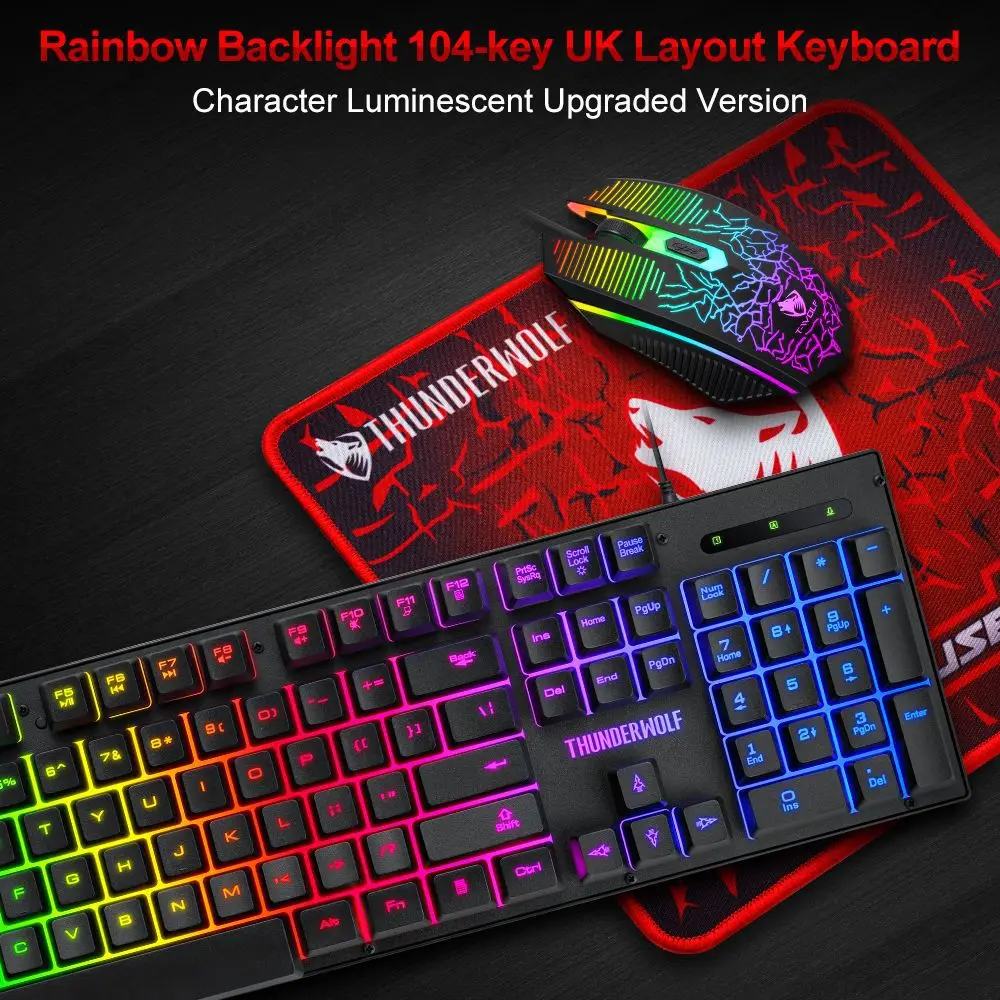 

Keyboard Mouse Pad Three Piece Game Rgb Mechanical Keyboard and Mouse Combos Gamers Keyboards Replacement Mice for Computers