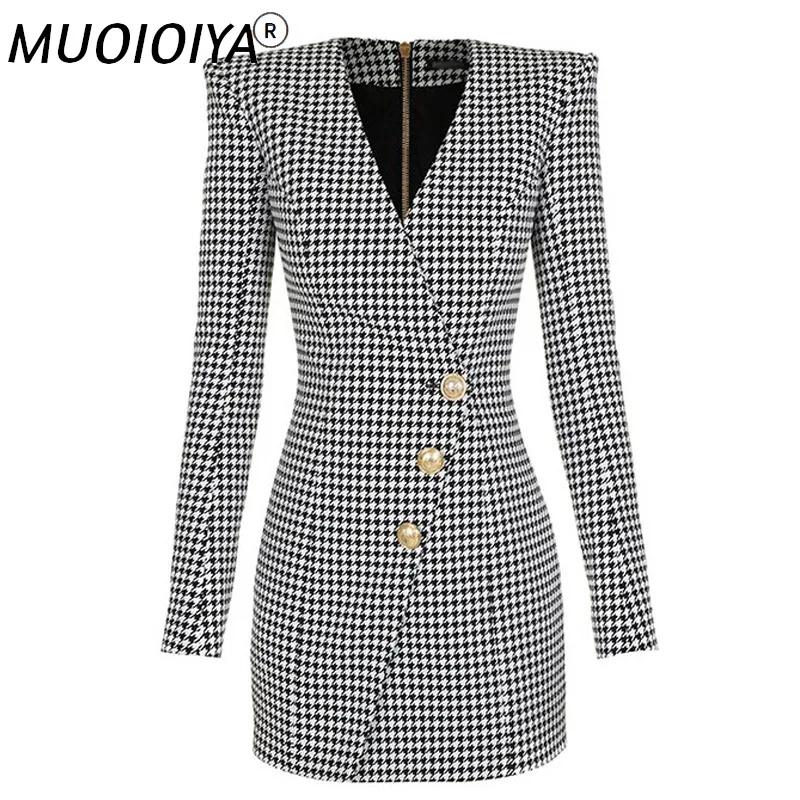 

Платье-Блейзер женское винтажное, пикантный облегающий клетчатый пиджак с длинным рукавом, облегающее мини-платье для вечеринок