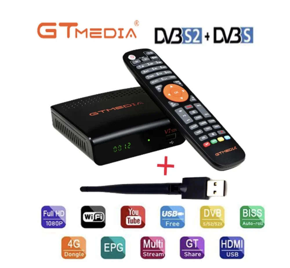 5 шт. GTMEDIA V7s + WI FI Корабль из Испании DVB S2 HD Youtube PowerVU Caam Newcad спутниковый ресивер|satellite