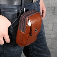 portable small coin purse case belt bum bag mens fanny waist packs mobile phone bags soft pu leather sports travel wallet pouch