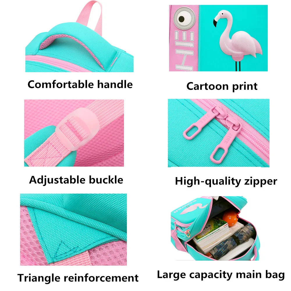Школьные ранцы с 3D фламинго для девочек и мальчиков детские рюкзаки