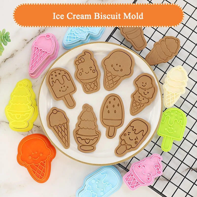 

Ice Cream Ice Cream Cartoon Biscuit Mold DIY Popsicle Cone 3D Model Three-dimensional Pressing Biscuit Baking Tool
