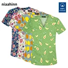 Униформа диетолога с мультяшным принтом, скрабы, топы, ветеринарная рабочая одежда для домашних животных, рабочая одежда для медицинского центра, рабочая одежда