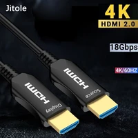 jitole optical fiber hdmi cable 2 0 4k 60hz support arc 3d hdr 18gbps hdmi male to male for hd tv projector monitor 10m 15m 20m