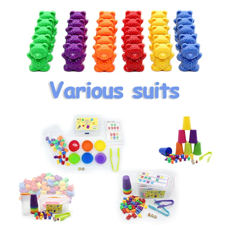 

1 Set Montessori Toy Rainbow Six Color Bear Educational Cognition Rainbow Color Matching Game Educational Kids Toys Baby Gifts