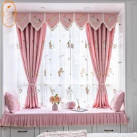 childrens room cartoon curtains girls princess curtains for living room bedroom pony velvet embroidered balck out curtains