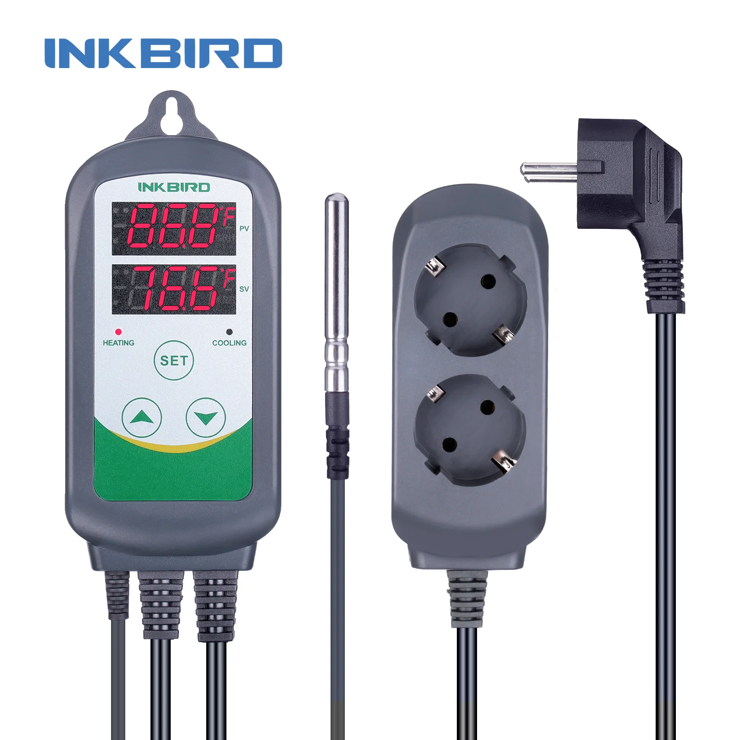 INKBIRD Thermoregulator ITC-308 Digital Temperature Controller Thermostat 220V w/ Dual Display Alarm for Floor Birds Incubator