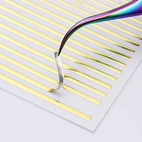 2022 4pcs gold 3d nail sticker curve stripe lines nails stickers gradient adhesive striping tape nail foil nail art stickers