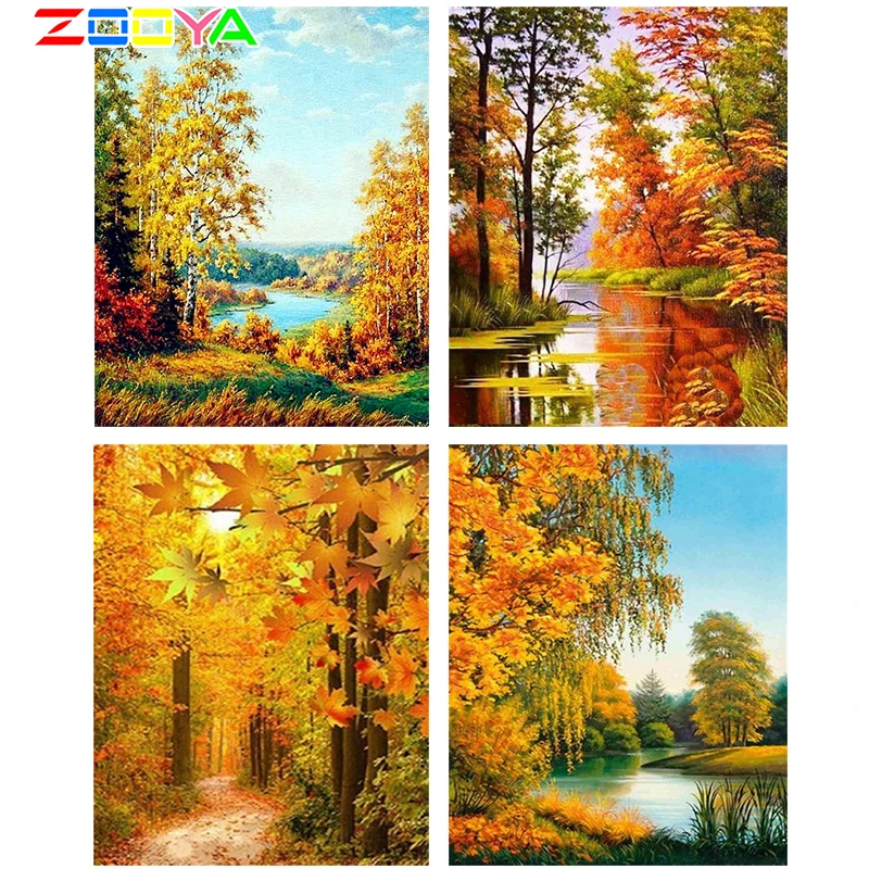 Алмазная 5D картина полная круглая бриллиантовая вышивка распродажа Осенний