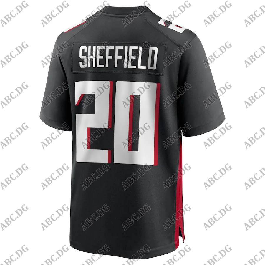 

Customized Stitch American Football Jersey Men Women Kid Youth Atlanta Kendall Sheffield Black Game Jersey
