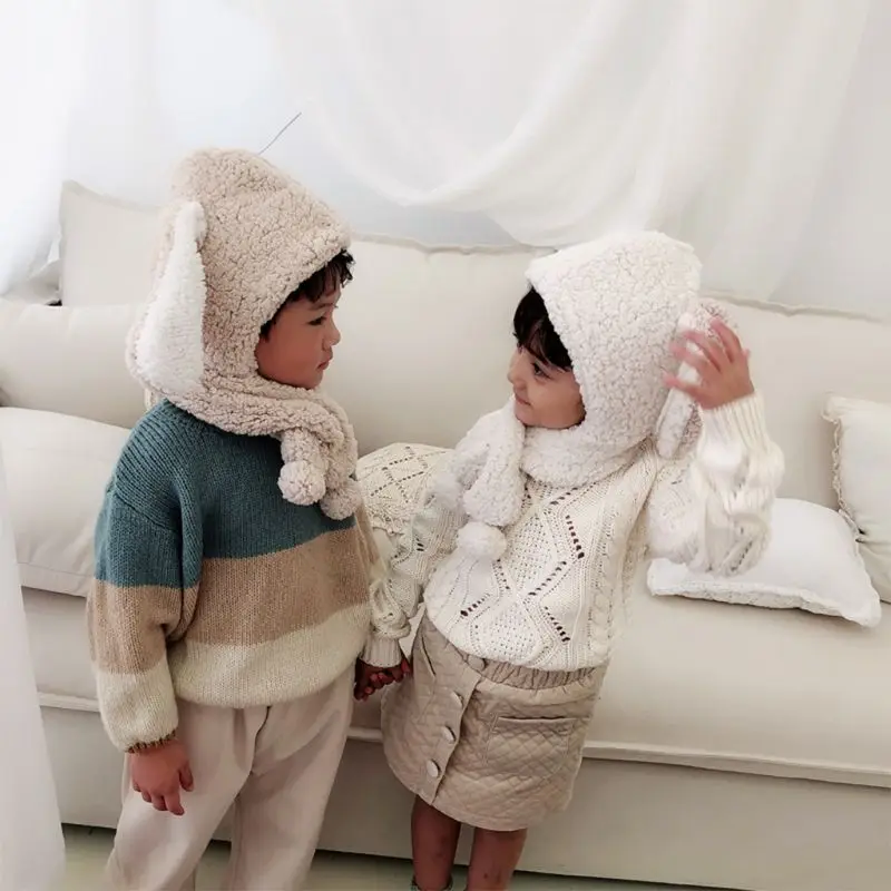 Детская зимняя Милая Флисовая теплая шапка шарф для мальчиков и девочек|Мужские