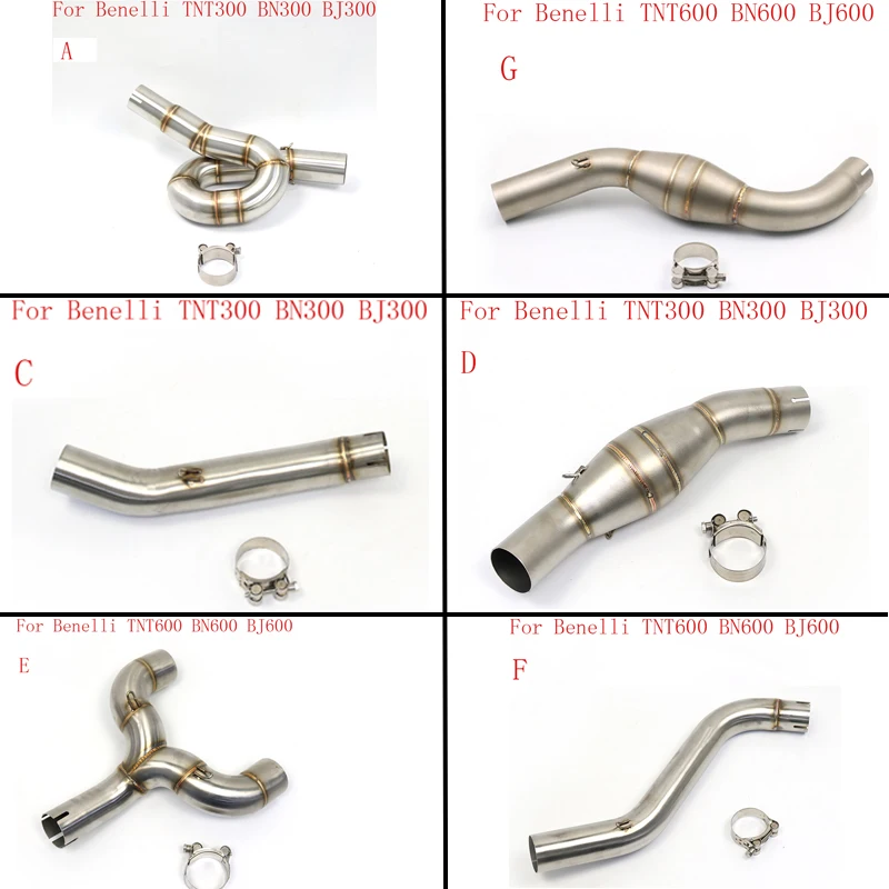 

For Benelli 600 TNT600 BN600 BJ600 300 TNT300 BN300 BJ300 Escape Moto Exhaust Motorcycle Link Pipe Middle Tube Connector Adapter