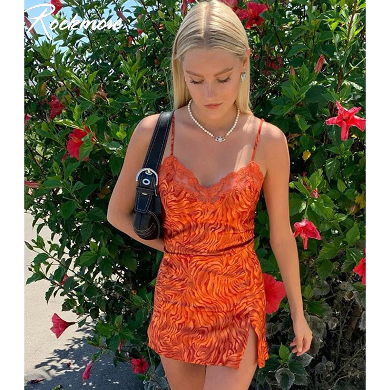 

Женское платье на бретельках Rockmore, кружевное лоскутное платье без рукавов с принтом, вечерние платья для ночного клуба