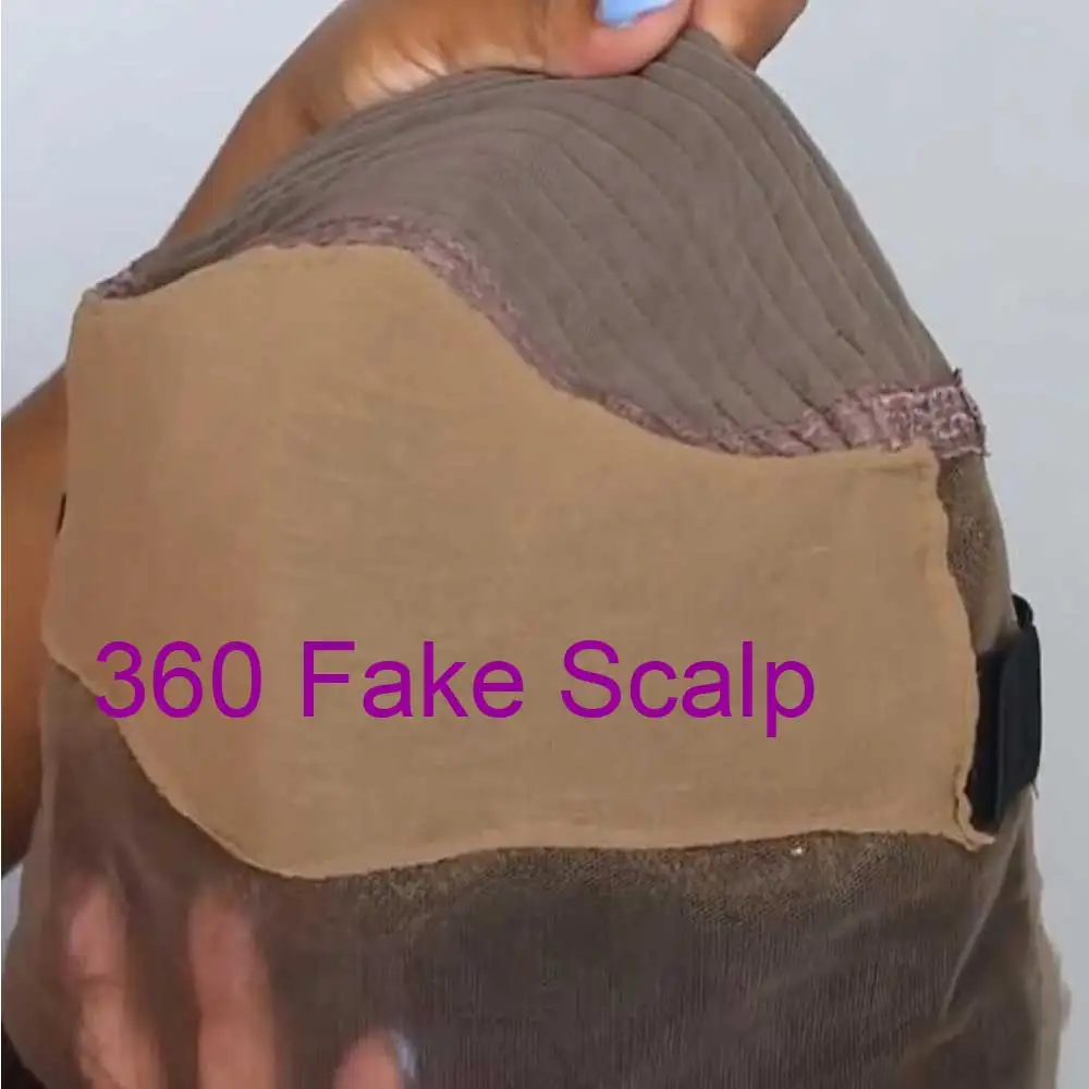 Fake Scalp Wig Кудрявые 360 поддельные волосы на голову синтетический фронтальный парик человеческих волос предварительно сорвал бразильский Remy Невидимый парик шнурка для черных женщин Atina - Цвет: Fake Scalp Wig