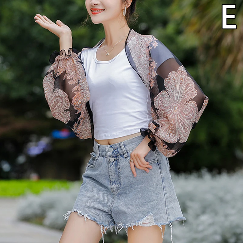 

1pcs Summer Sunscreen Clothing Flower Embroidery Chiffon Sunscreen Shawl Driving Riding Sleeve Multifunctional Silk Scarf