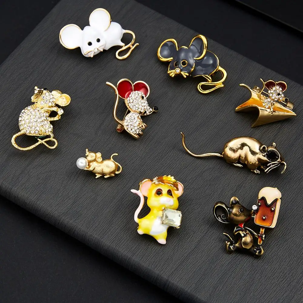 Эмалированная брошь в виде знака зодиака крысы года мыши животного бумажный