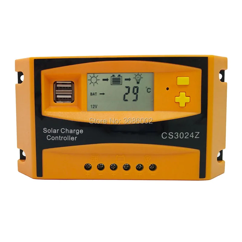 Новинка 30 А ШИМ 12 В 24 Солнечный контроллер ЖК функция два выхода USB 5 в постоянного