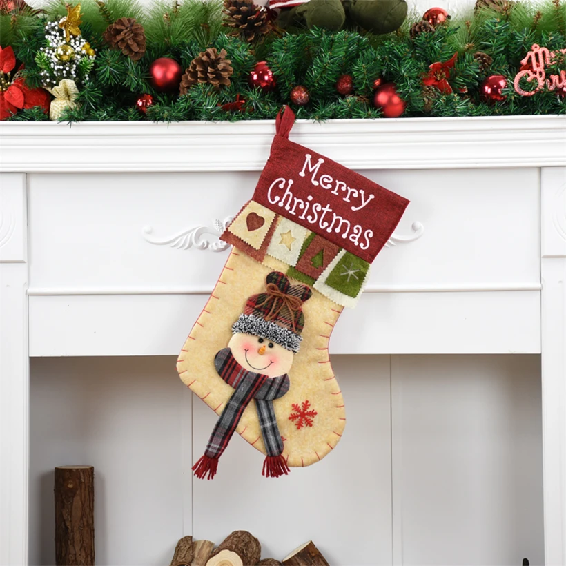Snowman Christmas Stockings Santa Claus Snowman Gift Bag Christmas Decorations for Home Christmas Gifts New Year Christmas Stockings - Цвет: Snowman