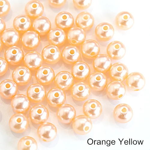 Orange Yellow Много цветов ABS имитация жемчуга круглые бусины с дырочками DIY браслет серьги Подвески швейные бусы ожерелье Изготовление ювелирных изделий B3625 - Цвет: Orange Yellow