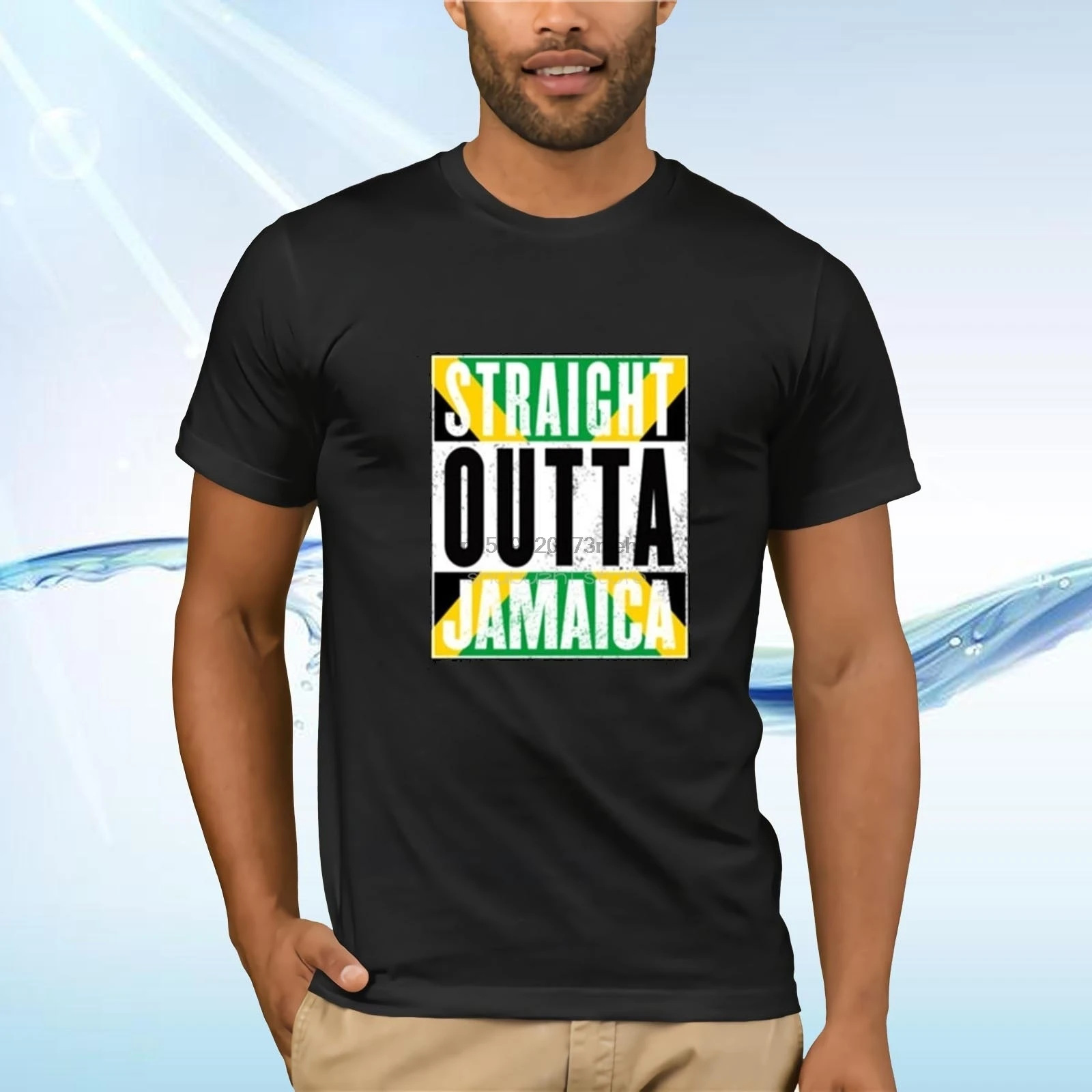 Straight Outta Ямайка раста ямайский гордость футболка мужская футболка|Мужские