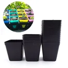 Горшок пластиковый квадратный мини для сада, горшок для выращивания суккулентов, овощей, 2050 шт., черный цвет